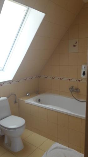 NiemodlinApartamenty Gościnne Med-Palace的一间带卫生间和浴缸的浴室