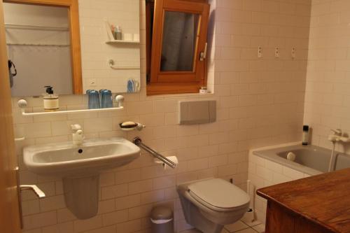 罗斯聂日La Boutique的浴室配有盥洗盆、卫生间和浴缸。