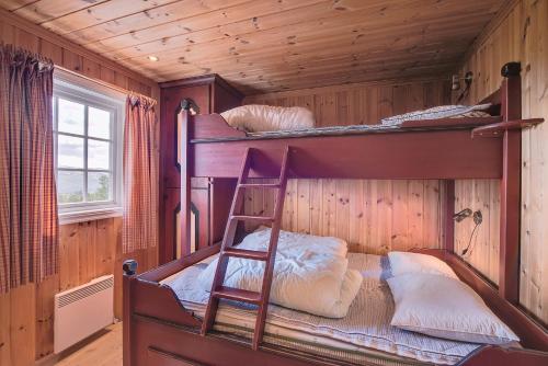 贝特斯托尔Bitigrenda Storhytte的小屋内设有一间带两张双层床的卧室