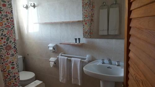 巴古尔Hostal Sa Barraca - Adults Only的一间带水槽和卫生间的小浴室