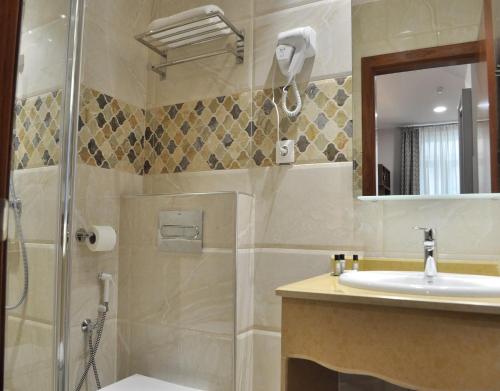 阿尔及尔阿尔及尔城市酒店的带淋浴和盥洗盆的浴室