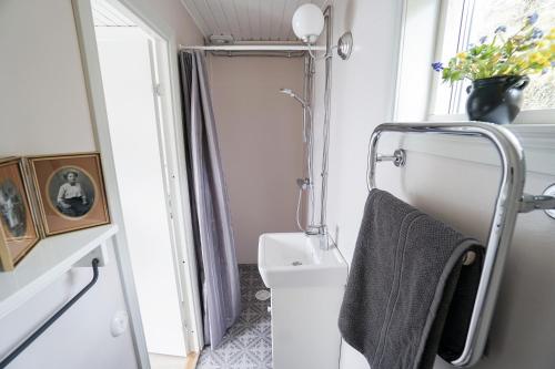 卢恩斯基尔Anfasteröd Gårdsvik - Badstugorna的浴室配有白色卫生间和淋浴。