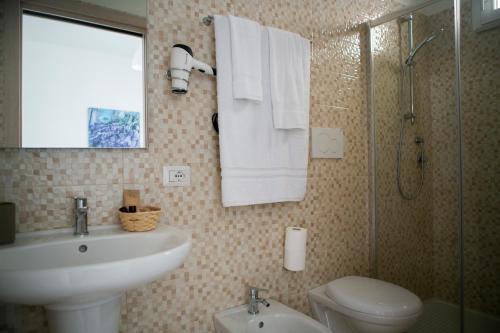 孔韦尔萨诺B&B ARCADIA的一间带水槽、卫生间和淋浴的浴室