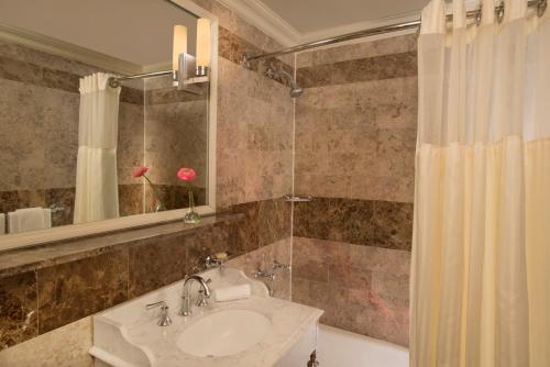 纽约纽约华威酒店的一间带水槽和镜子的浴室