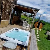 Tiny housse serenity avec jacuzzi et piscine，位于Tinlot的酒店