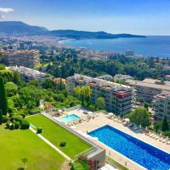 Appartement 2 pièces vue mer à Nice Fabron les Constellations Piscine 10mn promenade des Anglais