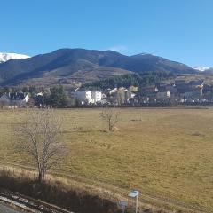 Loft mansardé du train jaune avec vue sur les montagnes