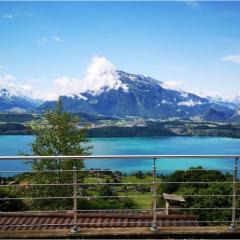 Chalet with view of the mountains and the Thun lake