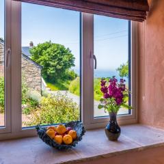 Polrunny Farm sea view Blueberry Cottage with log burner