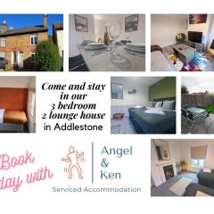 3 Bed 2 Lounge House up to 40pc off Monthly in Addlestone by Angel and Ken Serviced Accommodation Great Value for Long-term Stay