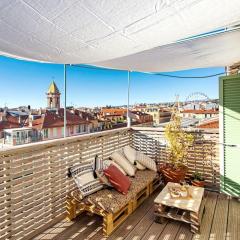 #9 Opera's Duplex panoramic Sea View Terrace & AC 1min to Beach