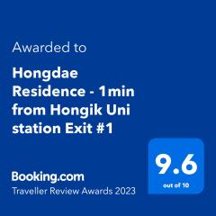 Hongdae Residence - 1min from Hongik Uni station Exit #1