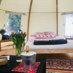 Romantic night in a dome tent lake view