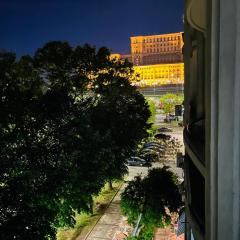 CHIC Apartment Piata Constitutiei - view from the balcony to the Palace of Parliament