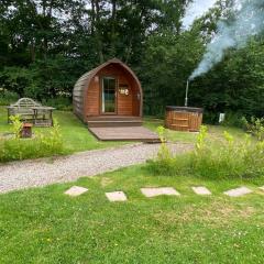 Country pod with wood fired hot tub