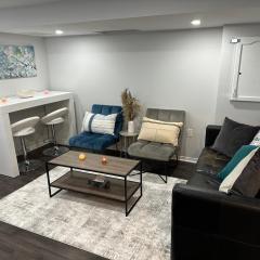 Luxurious and modern one bedroom basement suite.