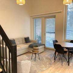High-ceilinged apartment with balcony