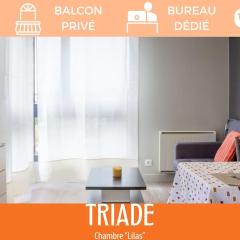 ZenBNB - Triade - Colocation - Chambre Lilas - Centre-Ville - WiFi