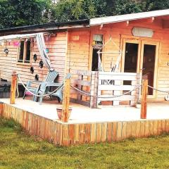 Luxury log cabin with wood fired hot tub