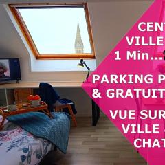 Appartement Tout équipé en Hyper-Centre avec Parking Privé et Gratuit - Vue sur la Ville et Château de Caen