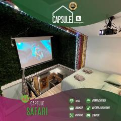 Capsule Safari - Jacuzzi - Nintendo Switch - Netflix & Home cinéma - Pouf géant - Filet suspendu