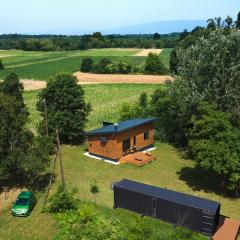 Wooden house and modern container in Lekneno, near Zagreb