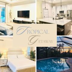 Tropical getaway w heated pool near Mineral Springs, garage included