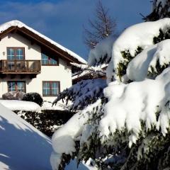 Hochwertiges Ferienhaus mit Garten auf einem Hügel mit herrlichem Blick auf die Berge