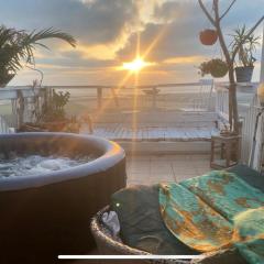 Artistic Sea View Getaway with Hot Tub
