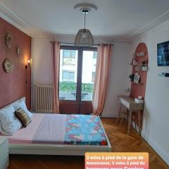 Belle chambre avec balcon privé - 3 mins gare Annemasse - Genève accès direct