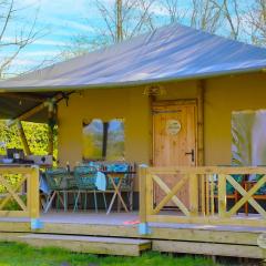 Glamping Safarilodge 'Grutte Fiif' met airco, extra keuken op veranda en privé achtertuin