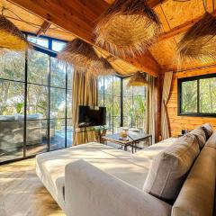 Evergreen 1BR Wood Cabin with Bassin & Terrace