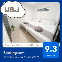 USJまで1駅5分,難波や梅田,道頓堀へも1駅 Residential Hotel Glitter