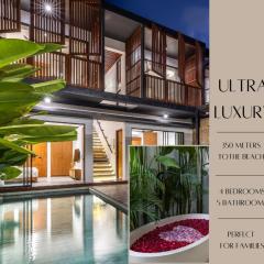 4BR NEW Luxe 350m to BEACH villa I KIDS stay free I Living panoramic windows I AC I 9 meters pool
