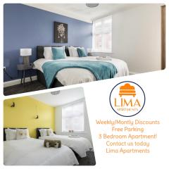 Lima Apartments Ltd-4 Beds-Large property -Long Stay Deal-Business-Parking