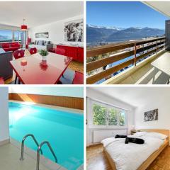 Pied-à-terre in Crans-Montana, pool and view - Swiss Alps