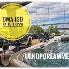 TAMPERE PENTHOUSE-tasokas moderni kaupunki huoneisto huipulla -ISO JACUZZI omalla KATTOTERASSILLA - AURINKOTUOLIT ja Aurinko odottaa Sinua - huikea maisema- - 10 HLÖ - free parking