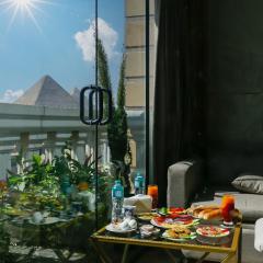 Pyramids moon tower