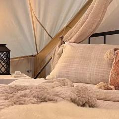 Glamping tent on farm Mountain views