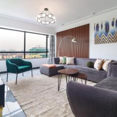 newly furnished three bedroom apartment with swimming pool fully equipped gym children playground ample parking space and unbeatable scenic city views