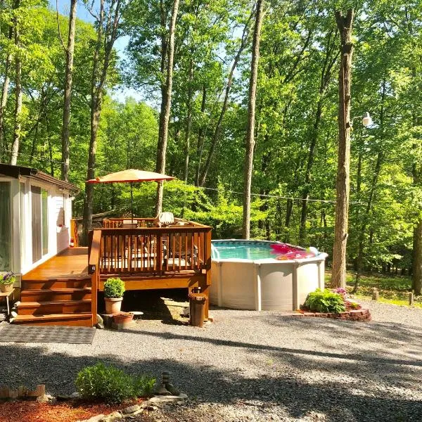 Pocono cabin with private pool at Shawnee Mtn，位于Marshalls Creek的酒店