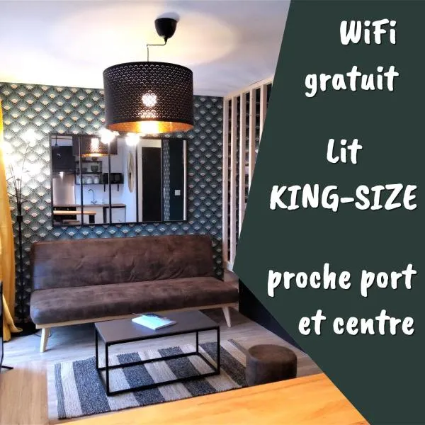 Superbe studio entre le port et le centre ville - LIT KING-SIZE, WiFi & NETFLIX gratuit，位于圣布里厄的酒店