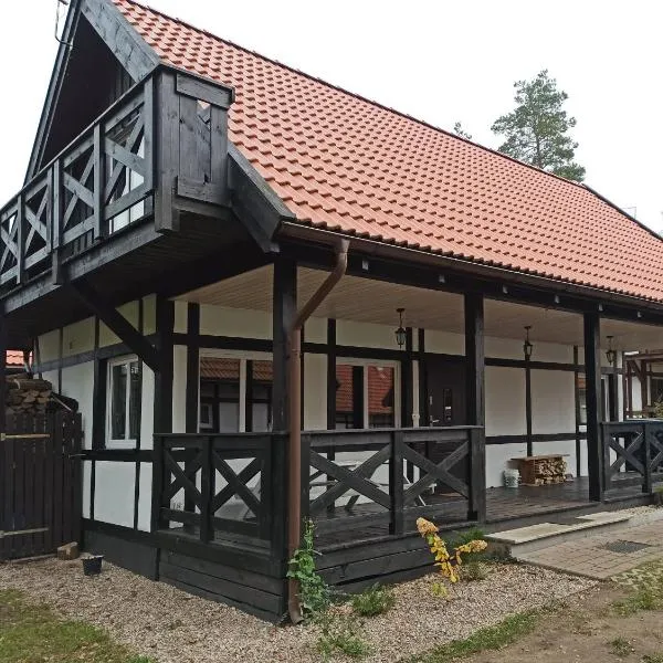 dom całoroczny na Kaszubach Nietoperek, prywatna balia, bania ruska, prywatna sauna，位于Kamienica Królewska的酒店