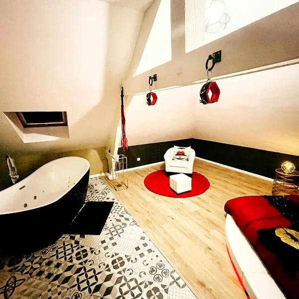 Redroom Loveroom Chambre Spa privative Insolite Thème 50 nuances de grey，位于Lieu-Saint-Amand的酒店