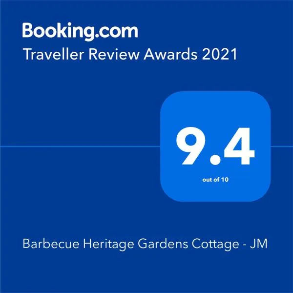 Barbecue Heritage Gardens Cottage - JM，位于Mavis Bank的酒店
