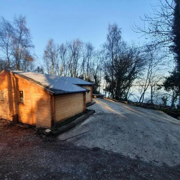 Stunning log cabin on the lake，位于Portroe的酒店