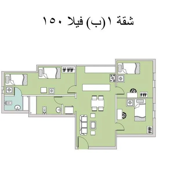 1B V150B Chalet 3bedrooms basement green beach，位于Abū Shunaynah的酒店