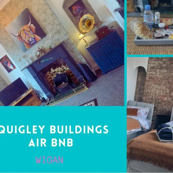 Quigley Buildings - Stylish Entire 2 bed House sleeps 5 Wigan - Private Garden - Free parking - Wifi - Secure garden，位于Pemberton的酒店