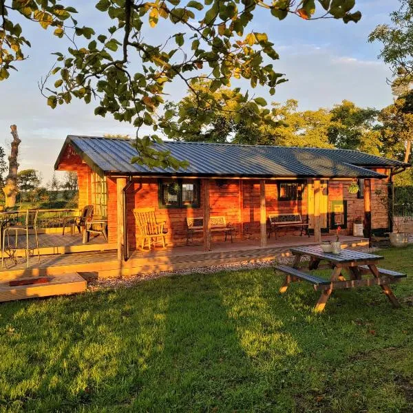 Cosy wood cabin in rural area near national park，位于Mauchline的酒店