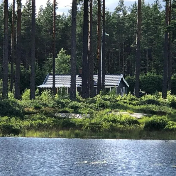 Modern lakeside cottage & boat near Isaberg，位于Kävsjö的酒店